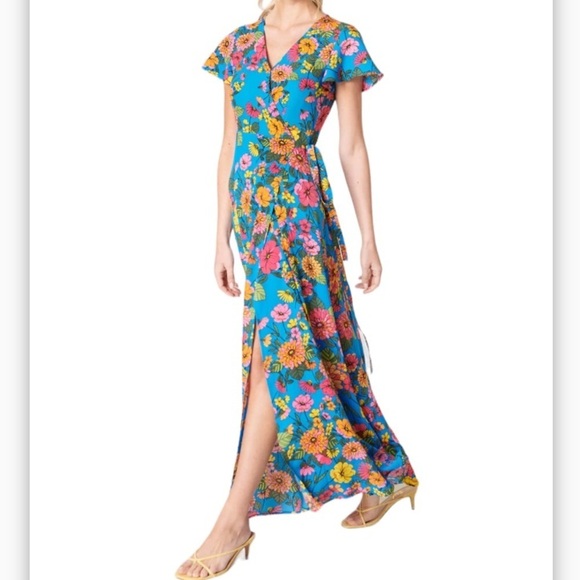 SUGARLIPS Twiggy Floral Lunar Maxi Wrap Dress Sz Small BOHO Flirty NWT - Picture 3 of 8
